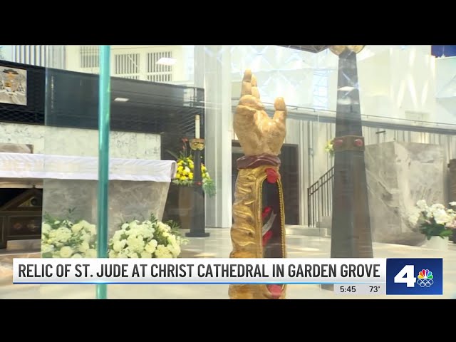⁣Relic of St. Jude visits Christ Cathedral in Garden Grove