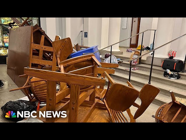 ⁣Video shows damage to Columbia's Hamilton Hall after police clear protesters