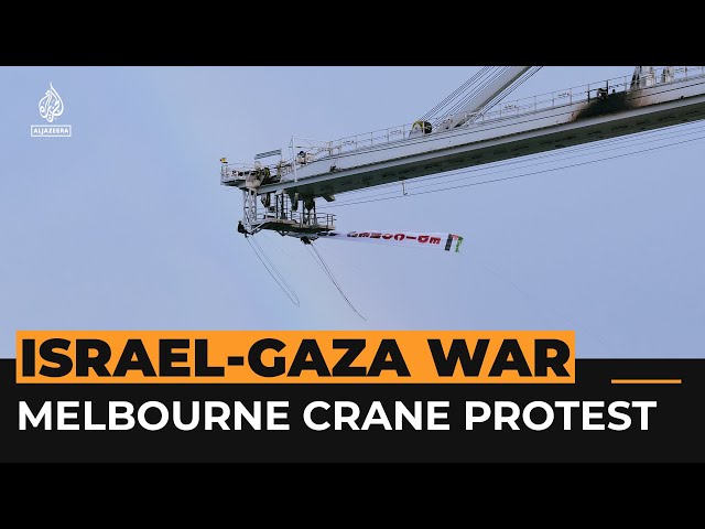 ⁣Anti-Gaza war activists scale Melbourne crane | Al Jazeera Newsfeed