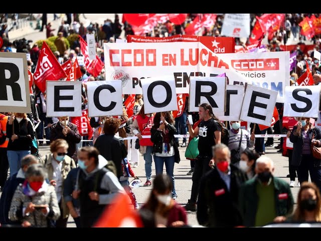 ⁣Іспанія: профспілки 1-травнева хода у Мадриді Spanish labour unions join May Day march in Madrid