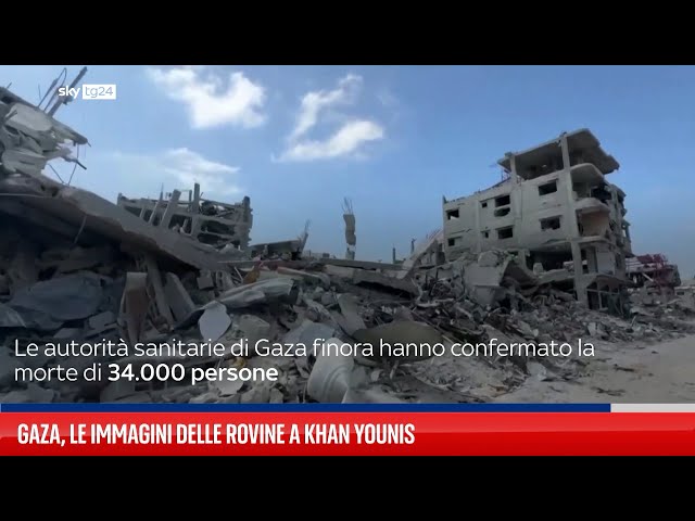 ⁣Gaza, le immagini delle rovine a Khan Younis
