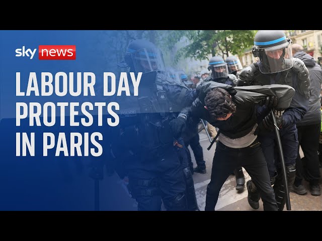 ⁣Watch live: Tear gas fired at Labour day protests in Paris