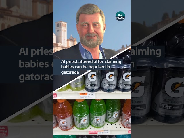 ⁣AI priest altered after claiming babies can be baptised in gatorade #itvnews