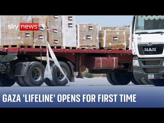 ⁣Aid passes through Gaza's 'lifeline' for the first time | Israel - Hamas war
