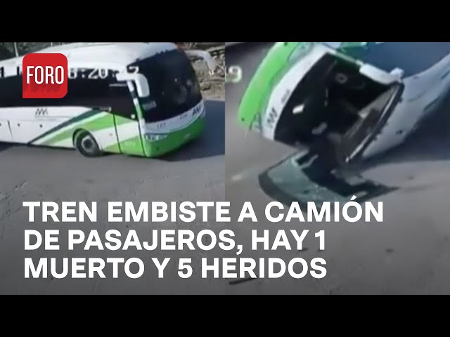 ⁣Camión quiere ganar a tren y termina volcado en Tlamaco, Hidalgo - Las Noticias