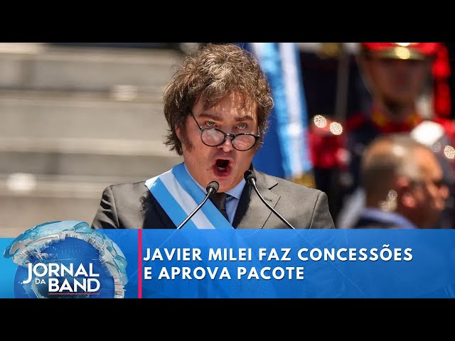 ⁣Javier Milei faz concessões e aprova pacote | Jornal da Band