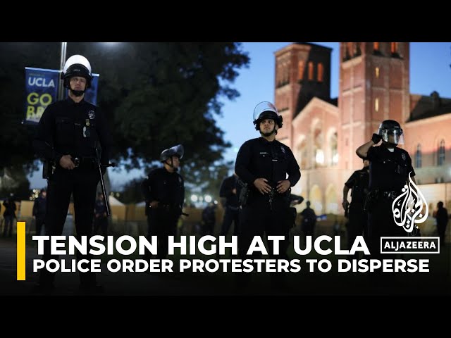 ⁣Tensions high at UCLA campus as police order anti-war protesters to disperse or face arrests