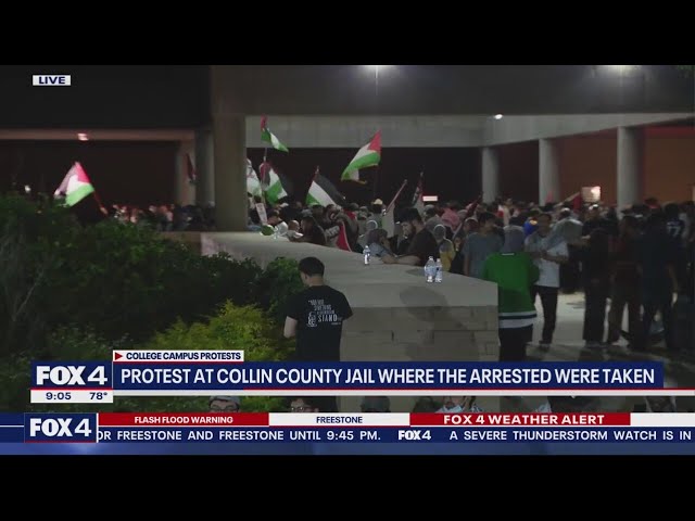 ⁣UTD Protests: Protesters await release of 20 people arrested at Collin County jail