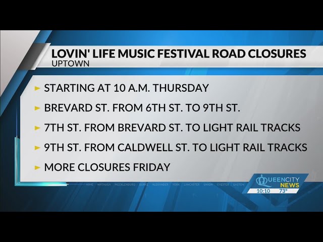 ⁣Road closures uptown for Lovin' Live Music Festival