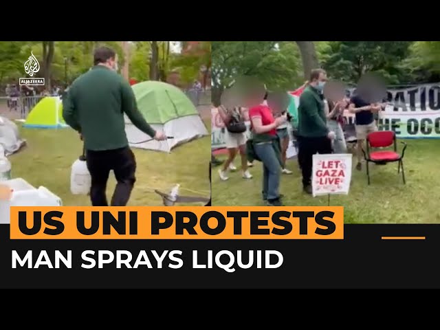 ⁣Man accused of spraying ‘pesticide’ on US anti-war camp | AJ #shorts