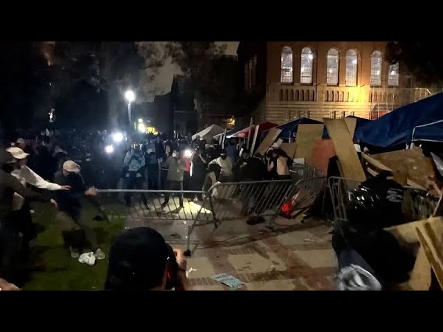 ⁣Violences entre manifestants pro-israéliens et pro-palestiniens sur le campus UCLA