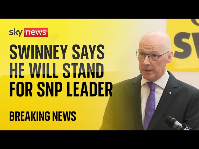 ⁣SNP: John Swinney announces bid to succeed Humza Yousaf as Scotland's first minister