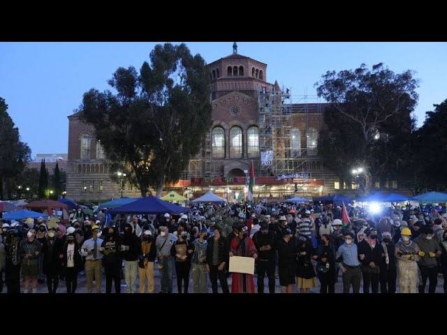 ⁣Tensions grow as Pro-Palestinian protesters remain in standoff with police at UCLA