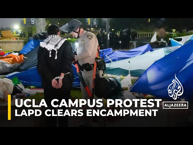 ⁣UCLA campus protest: Police clear anti-war encampment