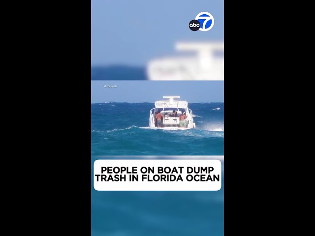 ⁣Boaters dump trash into the ocean