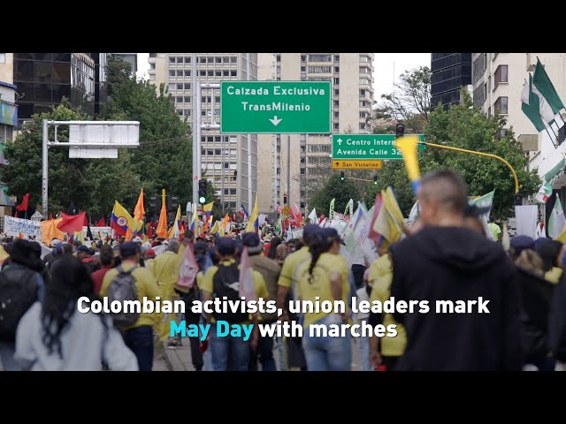 ⁣Colombian activists, union leaders mark May Day with marches