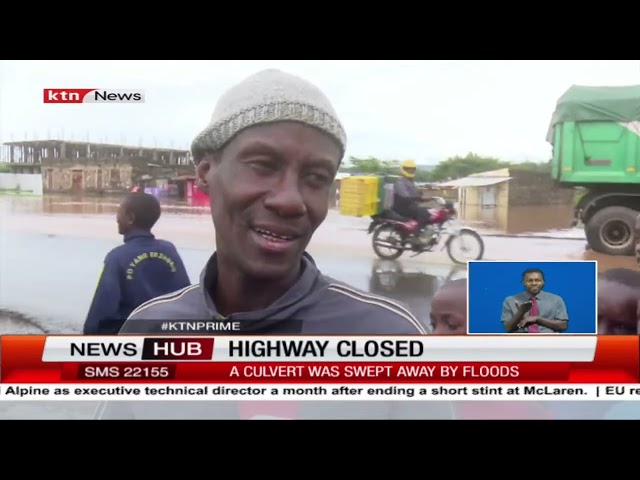 A section of the Nakuru-Eldoret highway has been closed at Timboroa after rains damaged the road