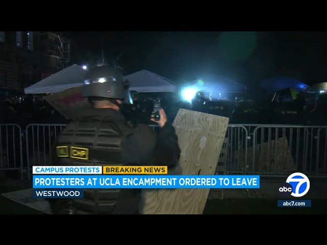 ⁣UCLA encampment cleared: A close-up look of law enforcement response from the ground