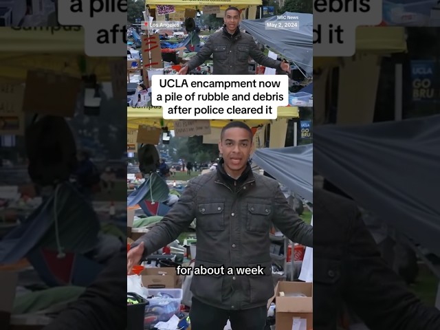 ⁣What’s left of UCLA encampment