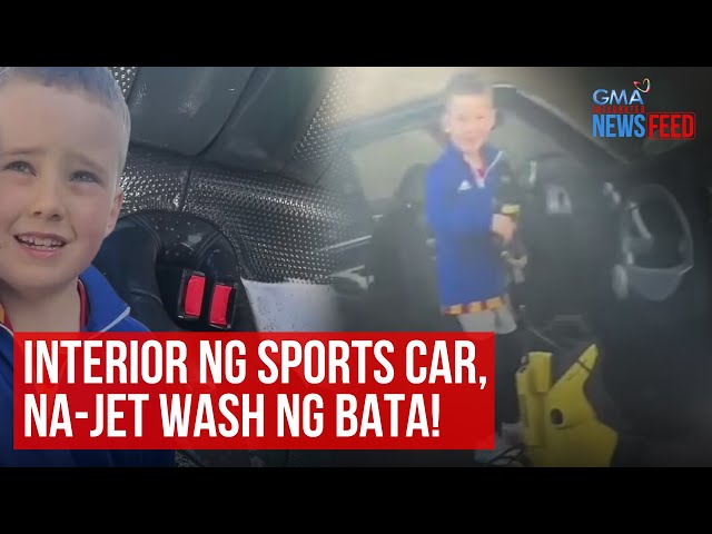 ⁣Interior ng sports car, na-jet wash ng bata! | GMA Integrated Newsfeed
