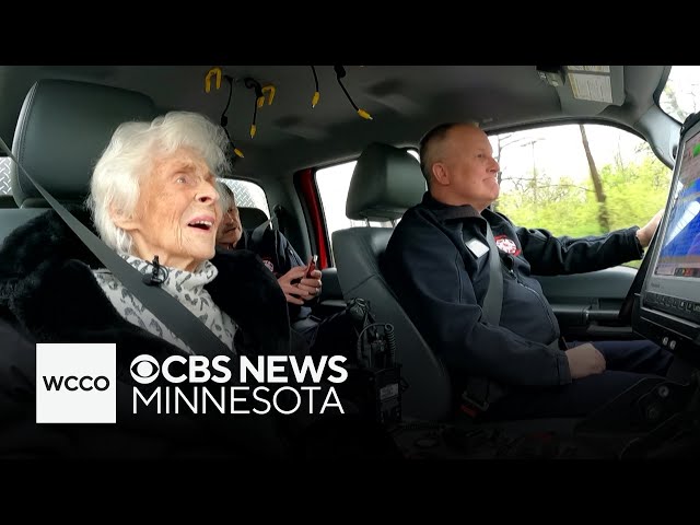 ⁣105-year-old woman gets ride-along with Plymouth Fire Department for birthday