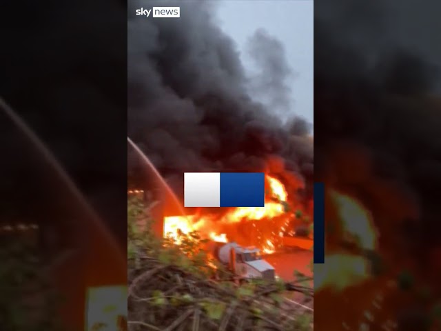 ⁣Fuel tanker bursts into flames
