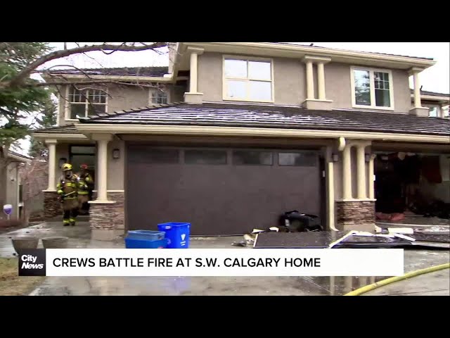 ⁣Crews battle fire at S.W. Calgary home
