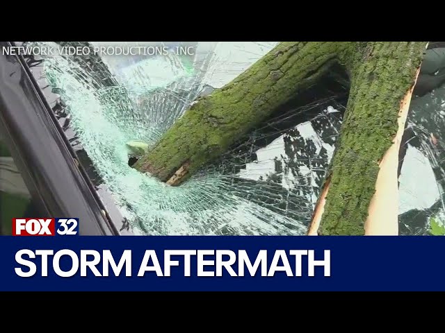 ⁣Damaging storms sweep through Chicago, suburbs