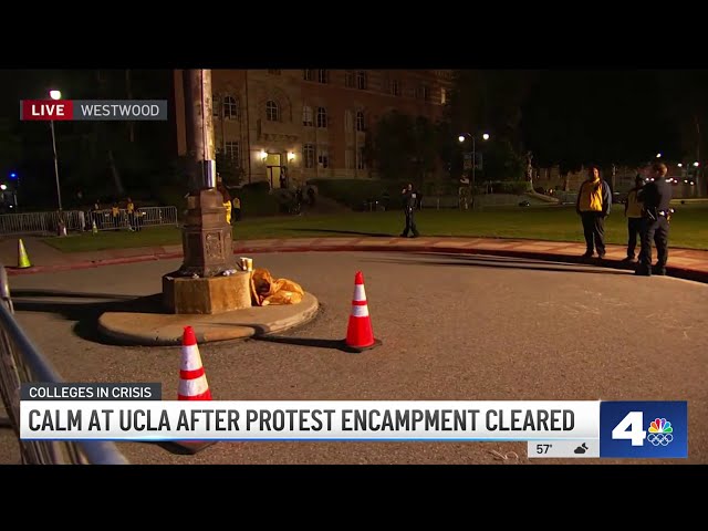 ⁣Calm at UCLA after protest encampment cleared