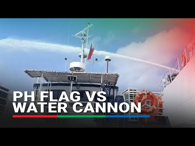 ⁣WATCH: Philippine flag takes direct hit from China water cannon | ABS-CBN News