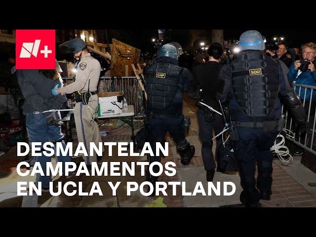 ⁣Policías irrumpieron por la fuerza en la UCLA y la Universidad de Portland - En Punto