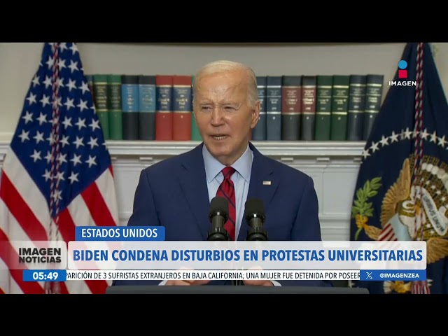 ⁣Joe Biden condena disturbios en protestas universitarias propalestinas