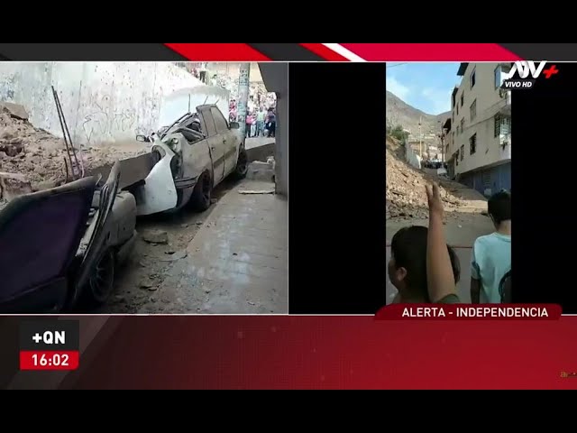 ⁣Independencia: Varios vehículos son aplastados tras colapso de un muro de protección