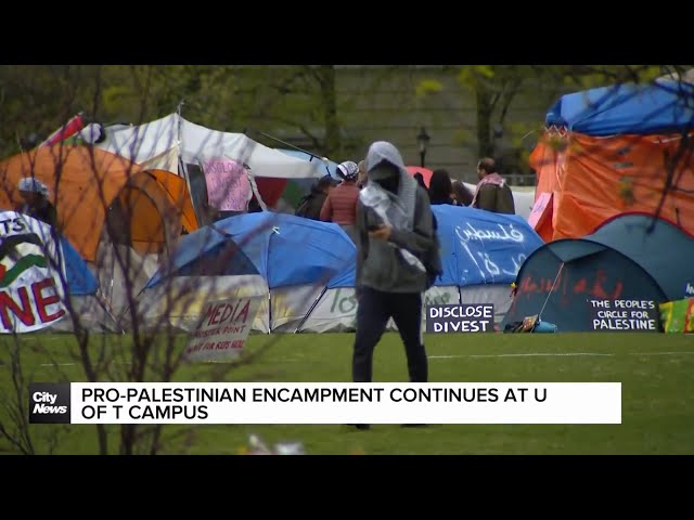 ⁣Pro-Palestinian encampment continues at U of T