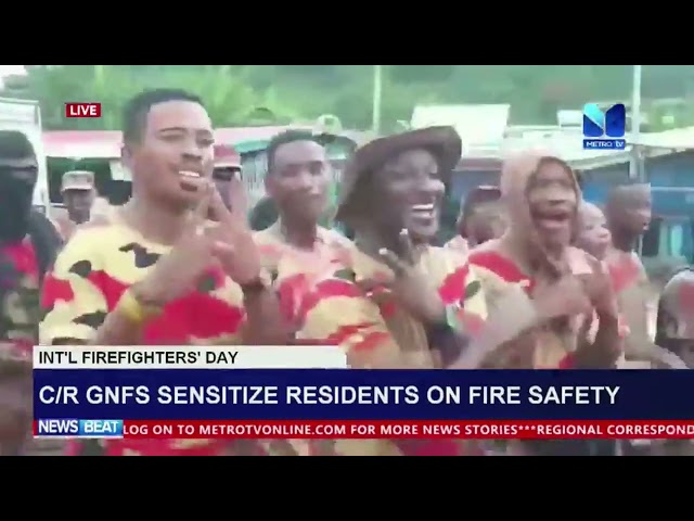 ⁣GNFS sensitize residents on fire safty