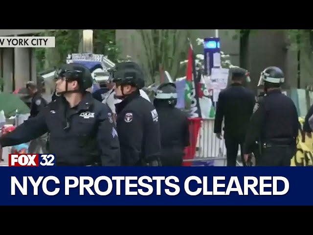 ⁣Protest encampments cleared in NYC