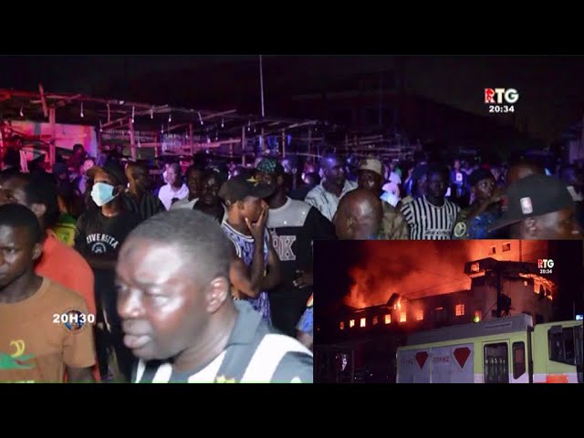 ⁣www.guineesud.com Incendie de Madina: pas de perte en vie humaine mais d'importants dégâts maté