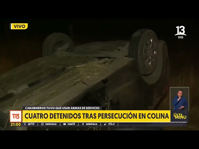 ⁣Persecución policial terminó con balacera y 4 detenidos en Colina