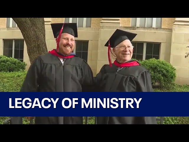 ⁣Father-son duo graduates together from Fort Worth seminary school