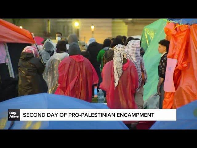 ⁣Pro-Palestine encampment continues at the university of Toronto