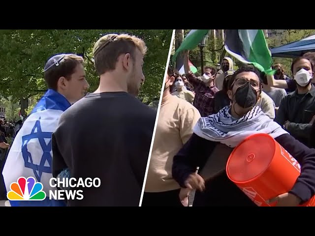 ⁣Tensions RISE at Chicago campus protests over Israel-Hamas War
