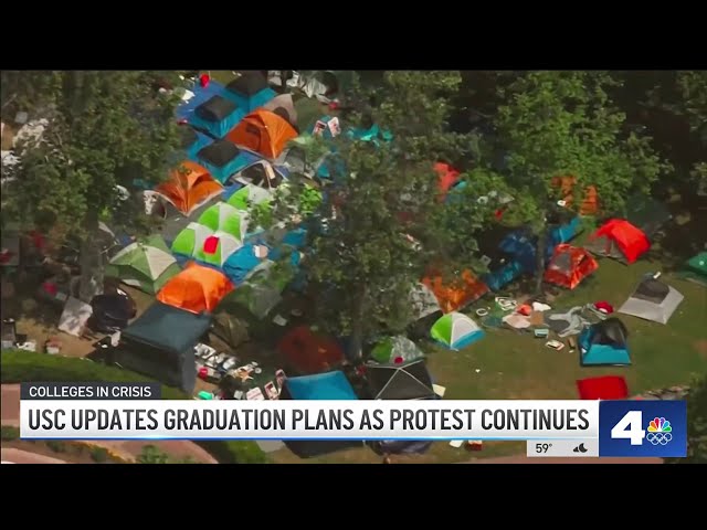 ⁣Encampment remains on USC
