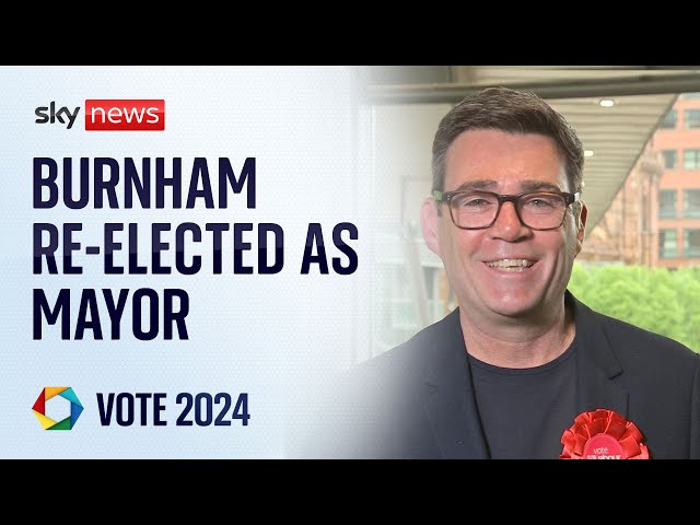 ⁣Andy Burnham wins re-election as Greater Manchester mayor