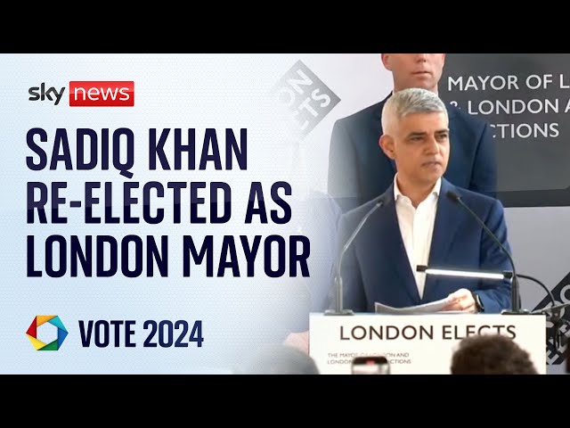 ⁣Sadiq Khan wins re-election as London Mayor