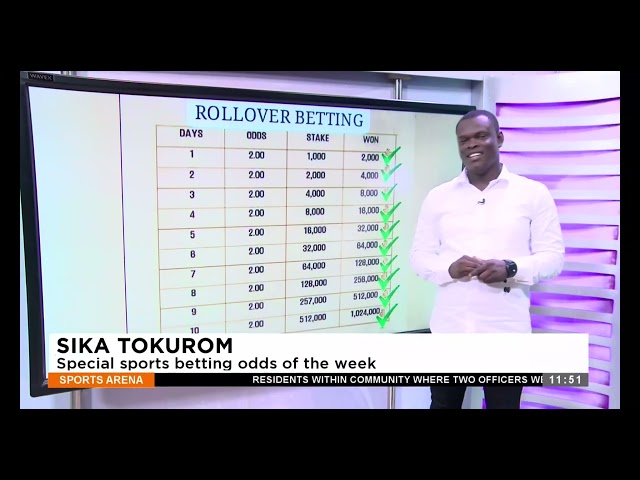 ⁣Sika Tokurom: Special sports betting odds of the week - Sports Arena on Adom TV Sports Arena.