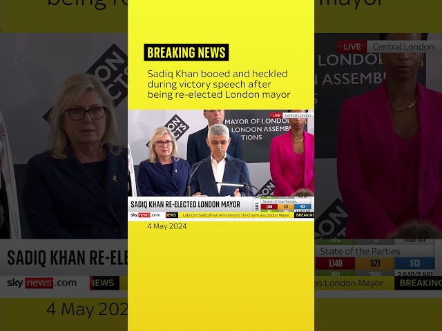 ⁣Sadiq Khan heckled by losing candidate as he's officially declared winner of London mayoral ele