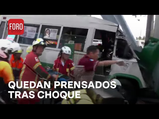 ⁣Choque de microbús en avenida Tláhuac, hay varios lesionados - Las Noticias