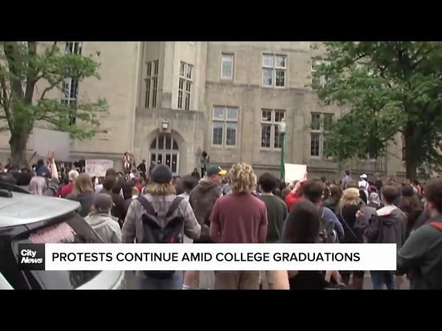 ⁣Universities hold graduation ceremonies as students protest across the U.S.