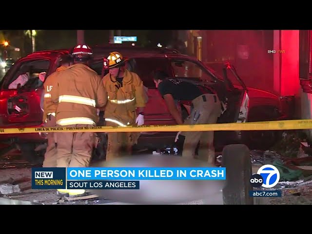 ⁣Driver killed, passenger injured after vehicle slams into South LA church