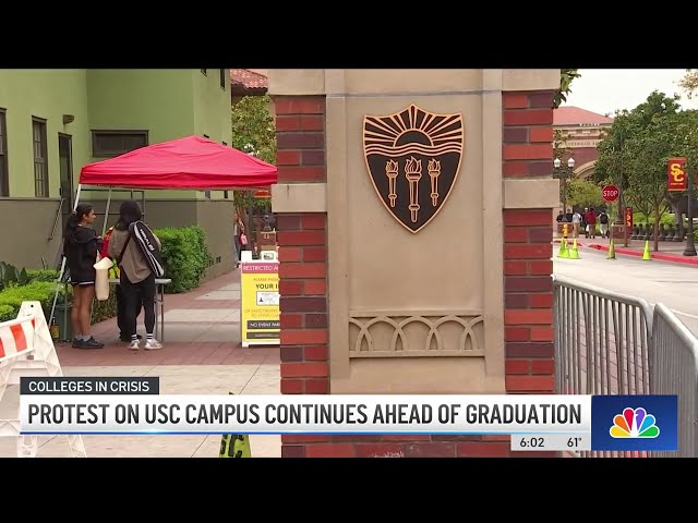 ⁣Protest on USC campus continues ahead of graduation